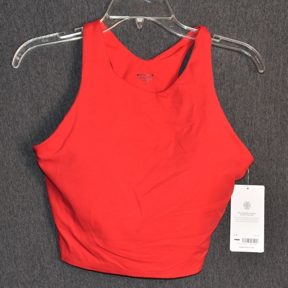 NEW Athleta Women's Large D-DD+ Conscious Crop Red Sports Bra NWT
